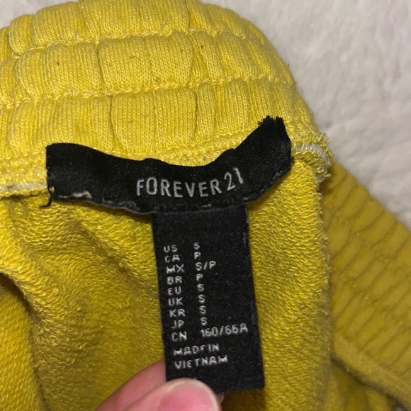 Size S, yellow, FOREVER 21 brand, palm tree shorts w/drawstring. - Picture 5 of 5